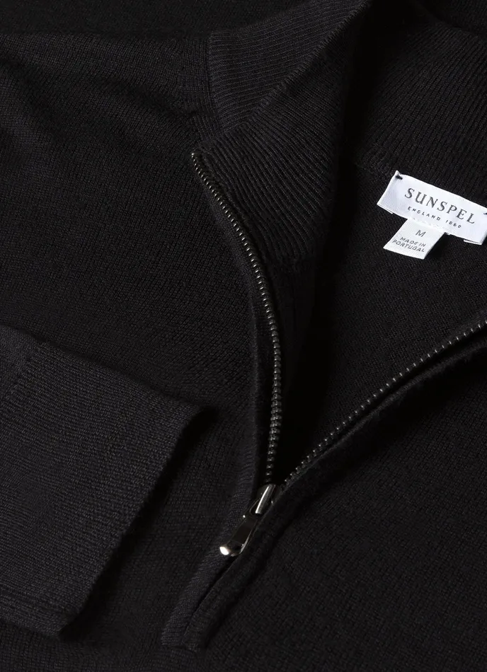 ussunspel ExtraFine Merino Zip Neck Black Men Knitwear