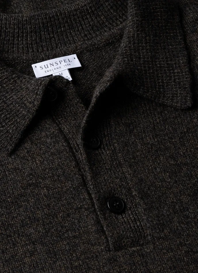 ussunspel Lambswool Polo Shirt Khaki Twist Men Knitwear ussunspel Lambswool Polo Shirt Khaki Twist Men Knitwear