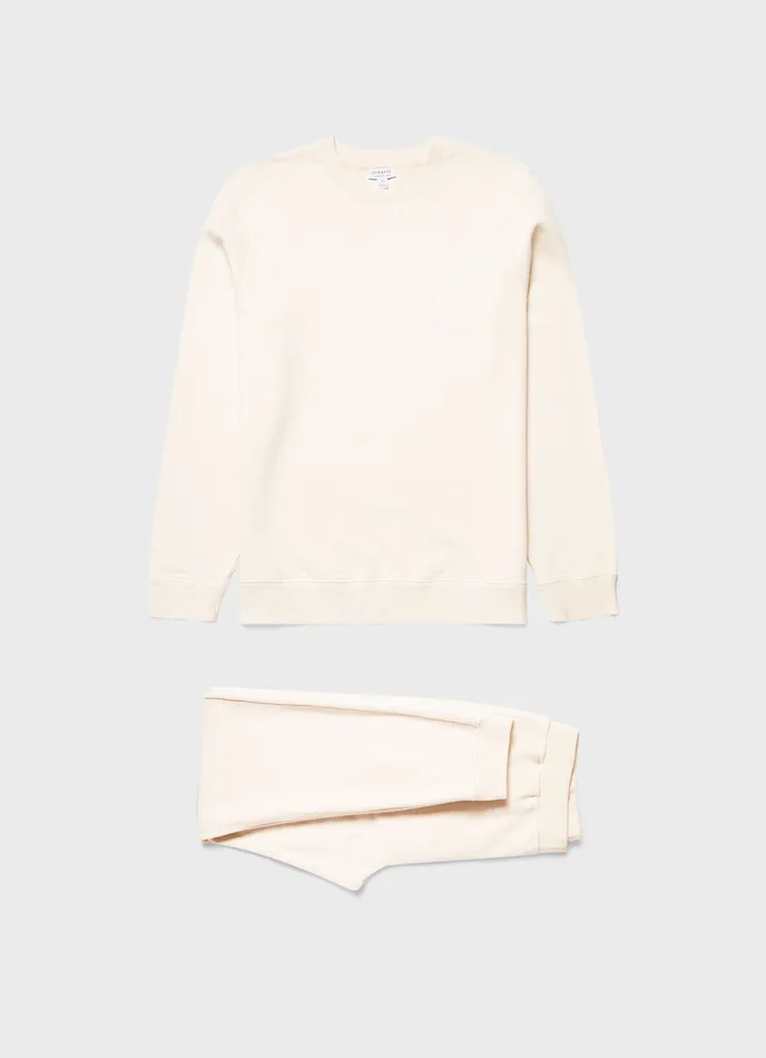 ussunspel Loopback Tracksuit Undyed Men Sweatshirts and Sweatpants