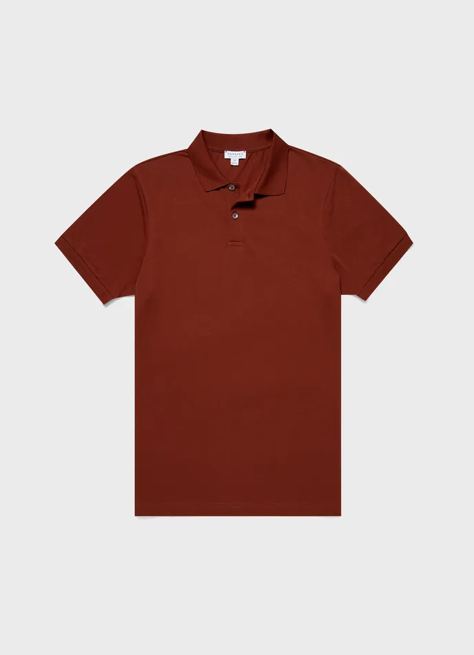 ussunspel Polo Shirts Men Piqu Polo Shirt Dark Clay