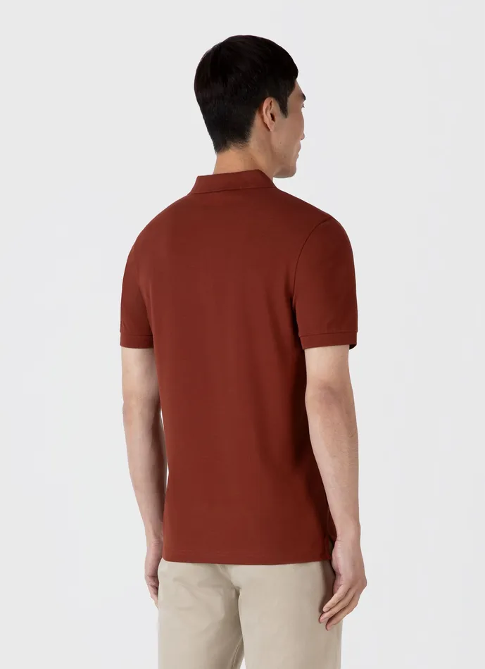 ussunspel Polo Shirts Men Piqu Polo Shirt Dark Clay ussunspel Polo Shirts Men Piqu Polo Shirt Dark Clay