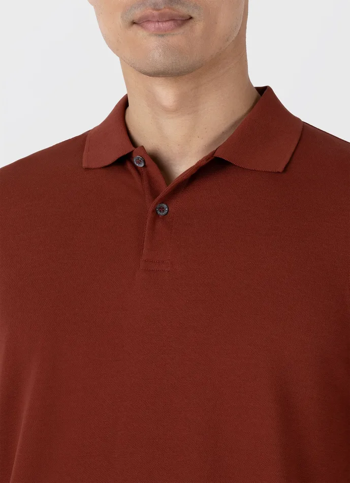 ussunspel Polo Shirts Men Piqu Polo Shirt Dark Clay ussunspel Polo Shirts Men Piqu Polo Shirt Dark Clay
