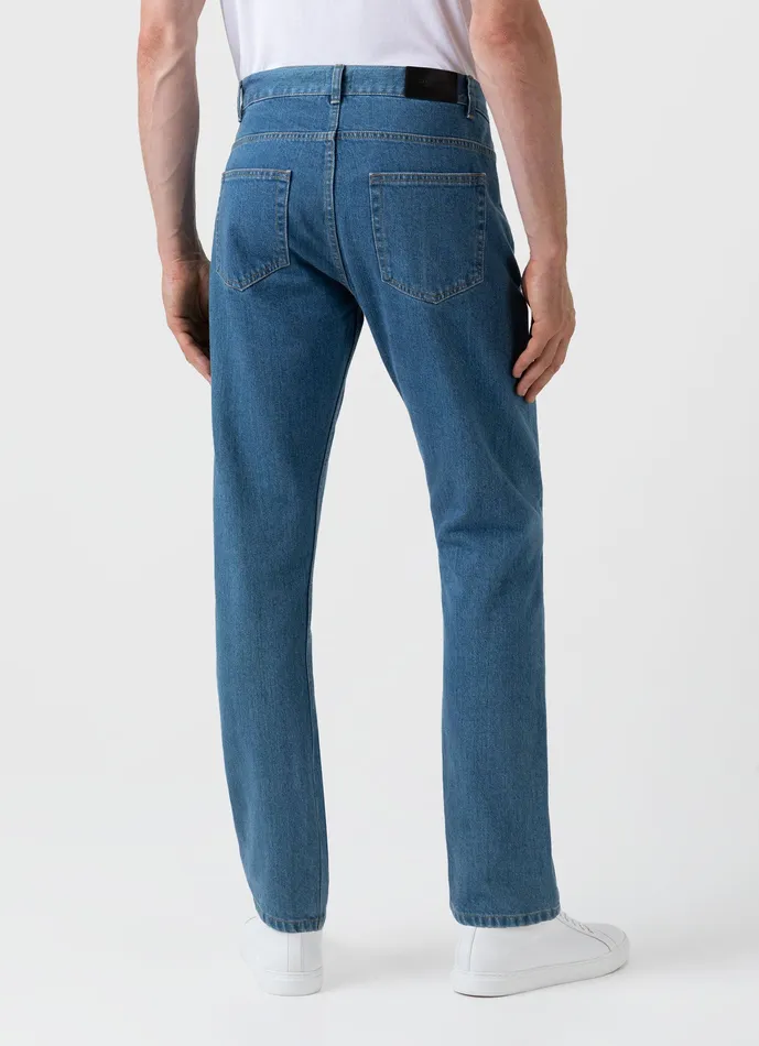 ussunspel Slim Fit Jeans Mid Wash Denim Men Pants