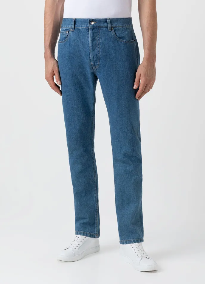 ussunspel Slim Fit Jeans Mid Wash Denim Men Pants