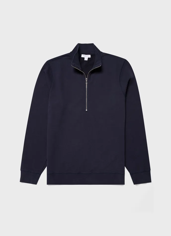 ussunspel Sweatshirts and Sweatpants Men Half Zip Loopback Sweatshirt Navy