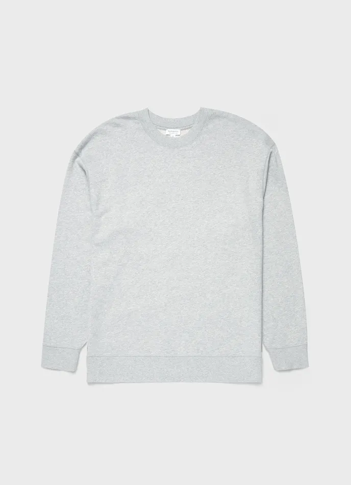 ussunspel Sweatshirts and Sweatpants Men Oversized Loopback Sweatshirt Light Grey Melange