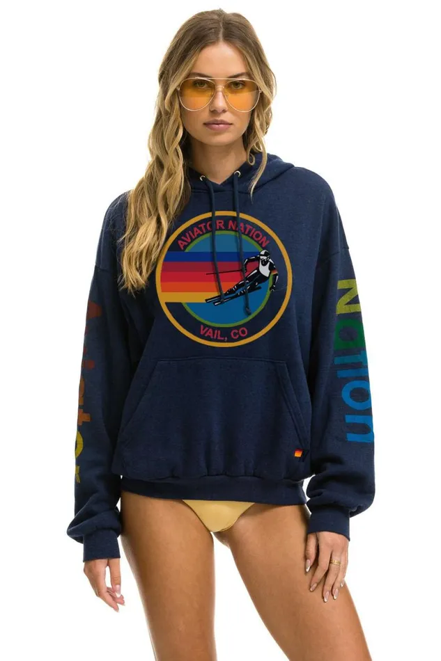 Vail Relaxed Pullover Hoodie 8211 Navy WomenMen Aviator Nation Hoodies