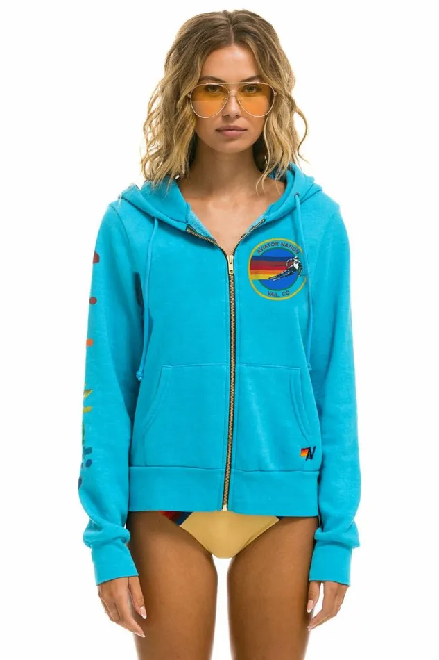 Vail Zip Hoodie 8211 Neon Blue WomenMen Aviator Nation Hoodies