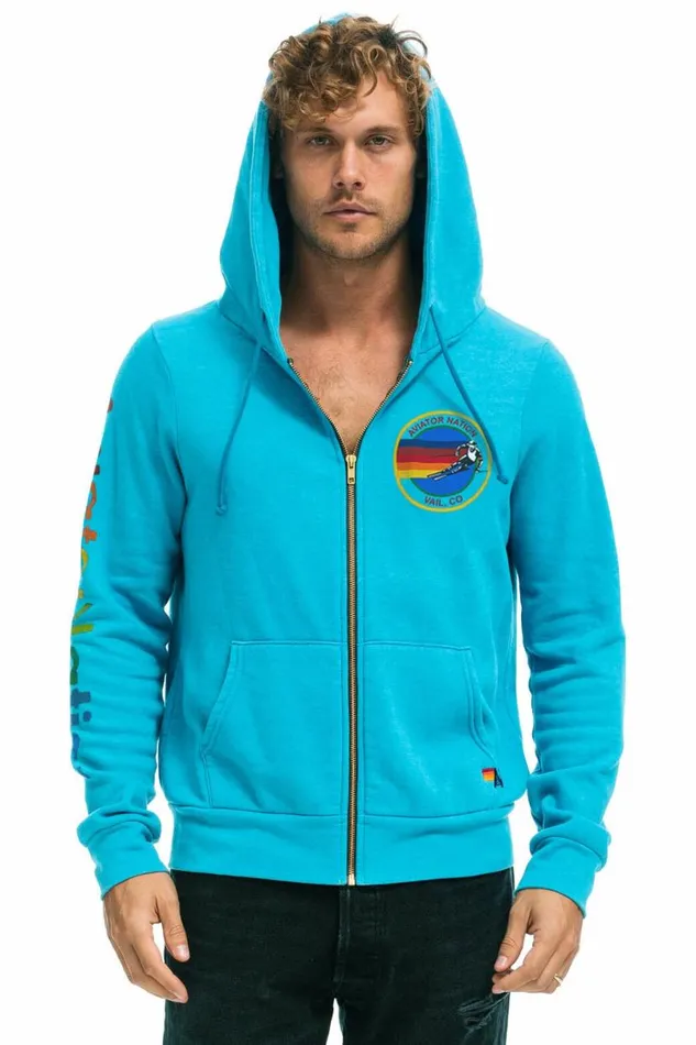 Vail Zip Hoodie 8211 Neon Blue WomenMen Aviator Nation Hoodies