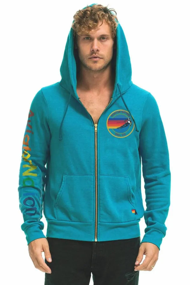 Vail Zip Hoodie 8211 Teal WomenMen Aviator Nation Hoodies
