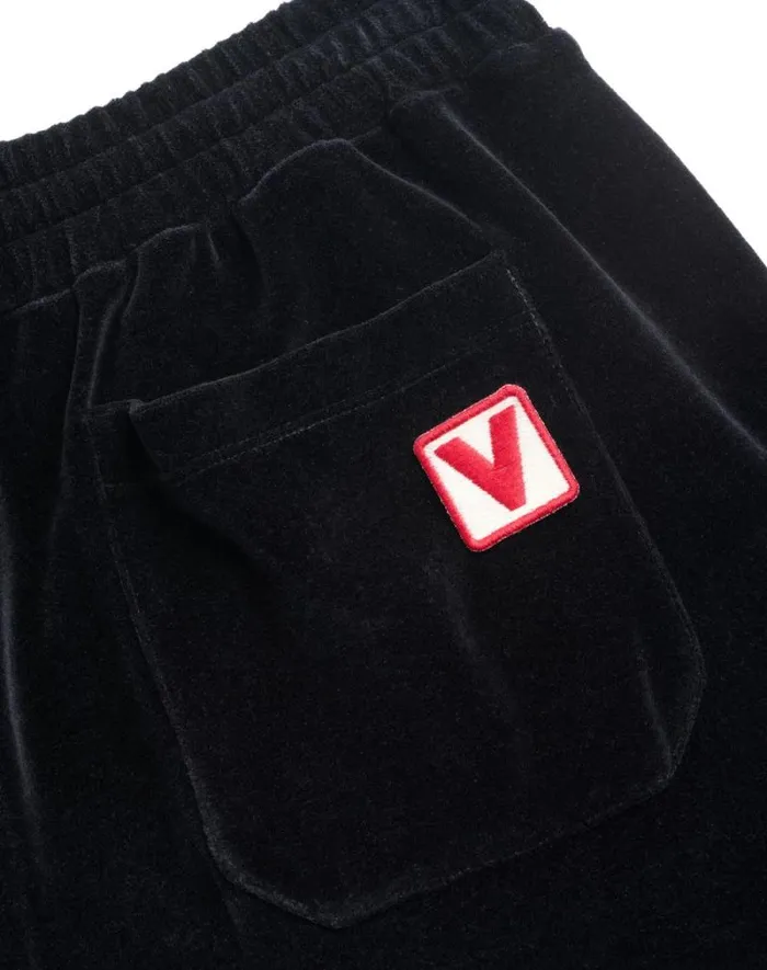 Valentino Activewear Man Chenille Jogging Pants With Chez Valentino Patch For Man In Black Black