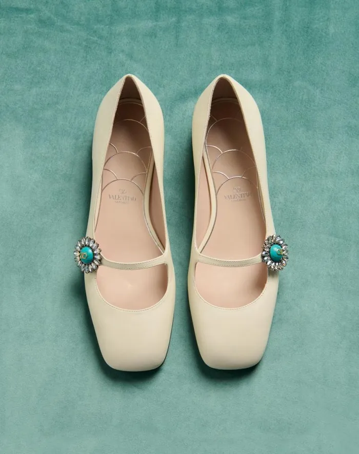 Valentino Ballerinas Woman Maryjane Preshoes Ballerina In Kidskin With Jewel Button 20mm For Woman In Blackpink Blackpink Valentino Ballerinas Woman Maryjane Preshoes Ballerina In Kidskin With Jewel Button 20mm For Woman In Blackpink Blackpink