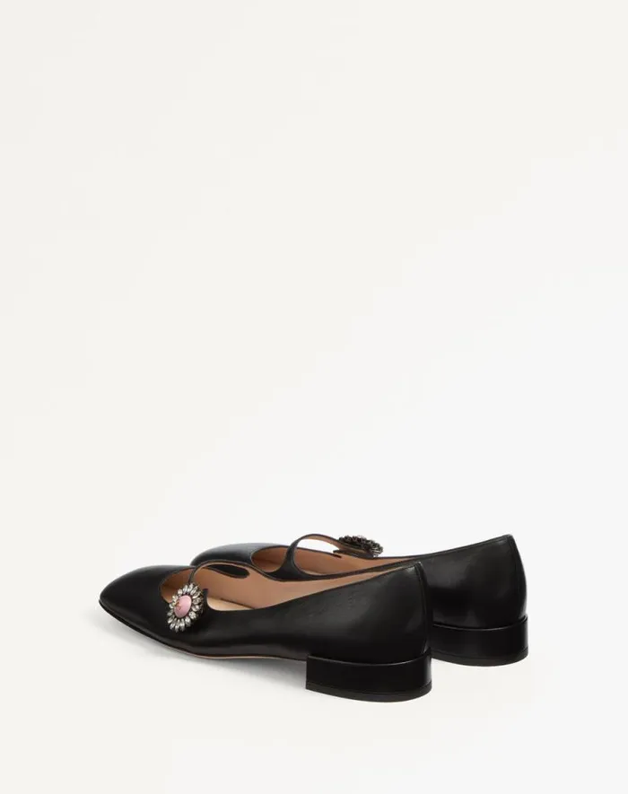 Valentino Ballerinas Woman Maryjane Preshoes Ballerina In Kidskin With Jewel Button 20mm For Woman In Blackpink Blackpink Valentino Ballerinas Woman Maryjane Preshoes Ballerina In Kidskin With Jewel Button 20mm For Woman In Blackpink Blackpink