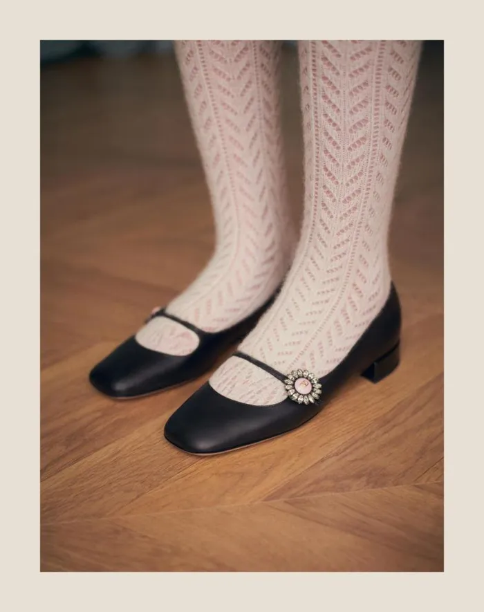 Valentino Ballerinas Woman Maryjane Preshoes Ballerina In Kidskin With Jewel Button 20mm For Woman In Blackpink Blackpink Valentino Ballerinas Woman Maryjane Preshoes Ballerina In Kidskin With Jewel Button 20mm For Woman In Blackpink Blackpink