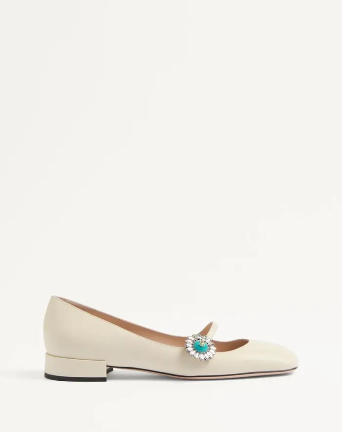 Valentino Ballerinas Woman Maryjane Preshoes Ballerina In Kidskin With Jewel Button 20mm For Woman In Blackpink Blackpink Valentino Ballerinas Woman Maryjane Preshoes Ballerina In Kidskin With Jewel Button 20mm For Woman In Blackpink Blackpink