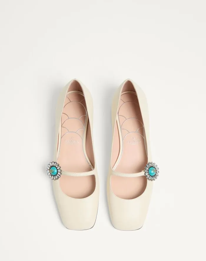 Valentino Ballerinas Woman Maryjane Preshoes Ballerina In Kidskin With Jewel Button 20mm For Woman In Blackpink Blackpink Valentino Ballerinas Woman Maryjane Preshoes Ballerina In Kidskin With Jewel Button 20mm For Woman In Blackpink Blackpink