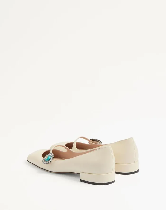 Valentino Ballerinas Woman Maryjane Preshoes Ballerina In Kidskin With Jewel Button 20mm For Woman In Blackpink Blackpink Valentino Ballerinas Woman Maryjane Preshoes Ballerina In Kidskin With Jewel Button 20mm For Woman In Blackpink Blackpink