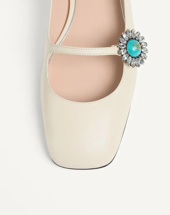 Valentino Ballerinas Woman Maryjane Preshoes Ballerina In Kidskin With Jewel Button 20mm For Woman In Blackpink Blackpink Valentino Ballerinas Woman Maryjane Preshoes Ballerina In Kidskin With Jewel Button 20mm For Woman In Blackpink Blackpink