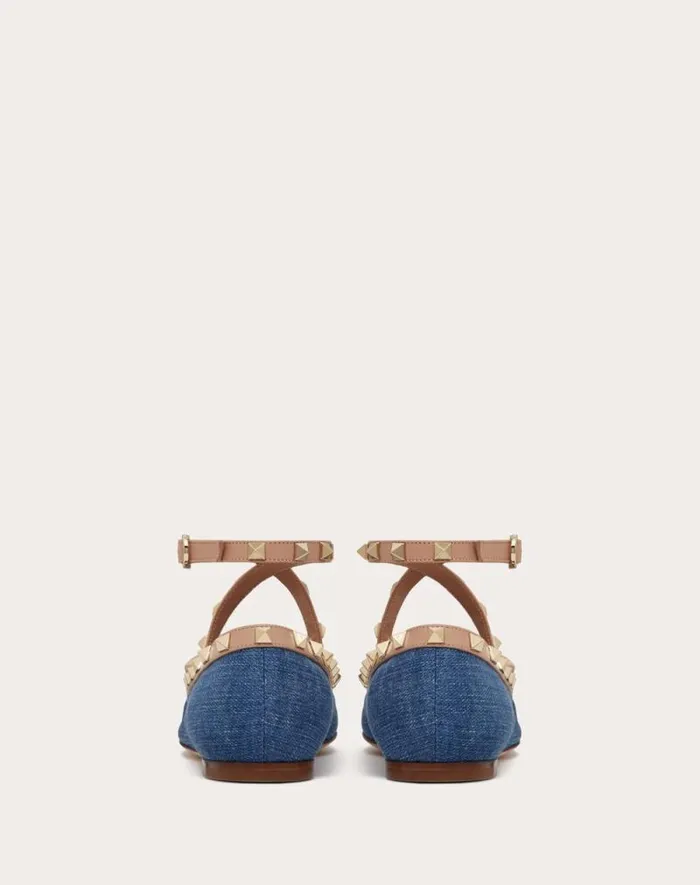 Valentino Ballerinas Woman Rockstud Denim Ballerinas For Woman In Rose Cannelle Rose Cannelle Valentino Ballerinas Woman Rockstud Denim Ballerinas For Woman In Rose Cannelle Rose Cannelle