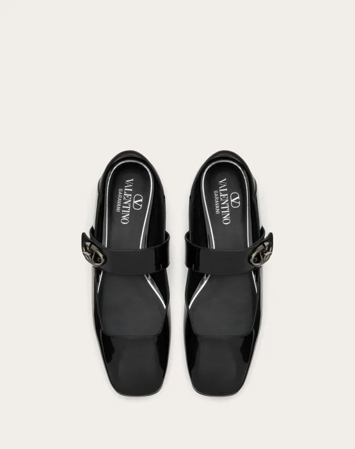 Valentino Ballerinas Woman Vlogo Locker Maryjane Ballerina In Patent Leather For Woman In Black Black Valentino Ballerinas Woman Vlogo Locker Maryjane Ballerina In Patent Leather For Woman In Black Black