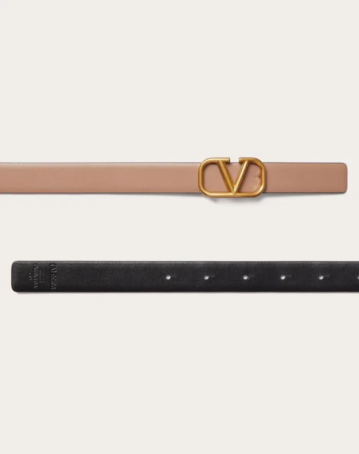 Valentino Belts Woman Reversible Vlogo Signature Belt In Glossy Calfskin 20 Mm For Woman In Rose Cannelle Rose Cannelle Valentino Belts Woman Reversible Vlogo Signature Belt In Glossy Calfskin 20 Mm For Woman In Rose Cannelle Rose Cannelle