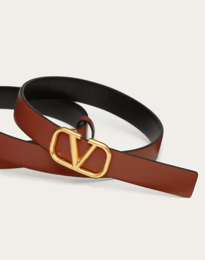 Valentino Belts Woman Reversible Vlogo Signature Belt In Glossy Calfskin 20 Mm For Woman In Rose Cannelle Rose Cannelle Valentino Belts Woman Reversible Vlogo Signature Belt In Glossy Calfskin 20 Mm For Woman In Rose Cannelle Rose Cannelle