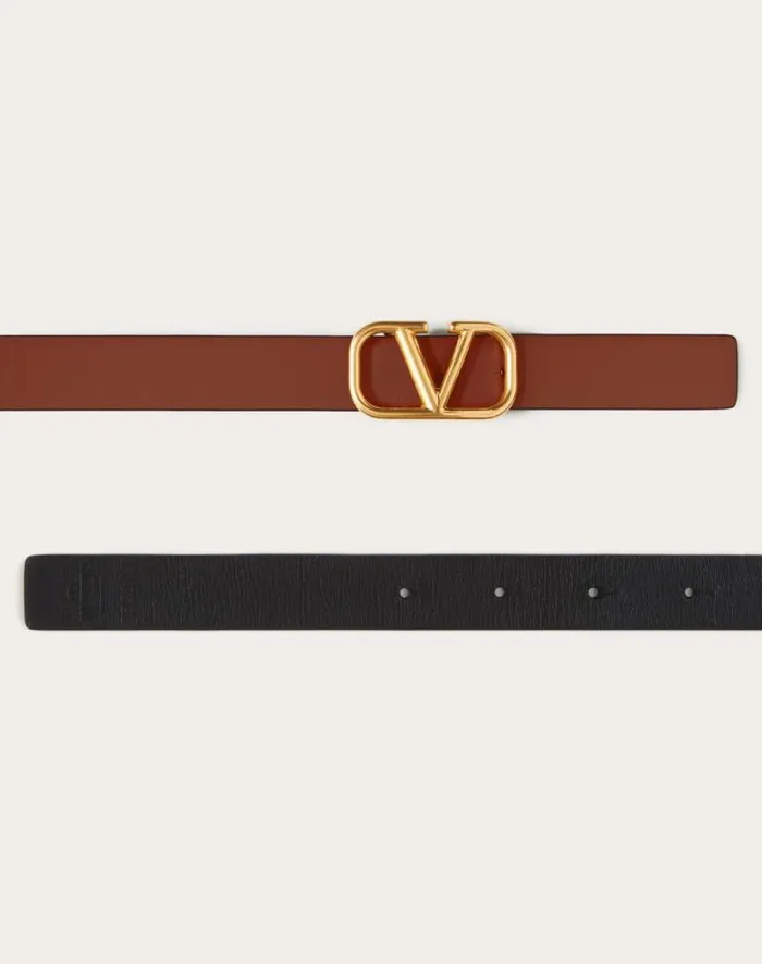 Valentino Belts Woman Reversible Vlogo Signature Belt In Glossy Calfskin 20 Mm For Woman In Rose Cannelle Rose Cannelle Valentino Belts Woman Reversible Vlogo Signature Belt In Glossy Calfskin 20 Mm For Woman In Rose Cannelle Rose Cannelle