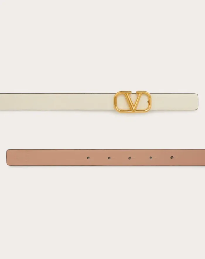 Valentino Belts Woman Reversible Vlogo Signature Belt In Glossy Calfskin 20 Mm For Woman In Rose Cannelle Rose Cannelle Valentino Belts Woman Reversible Vlogo Signature Belt In Glossy Calfskin 20 Mm For Woman In Rose Cannelle Rose Cannelle