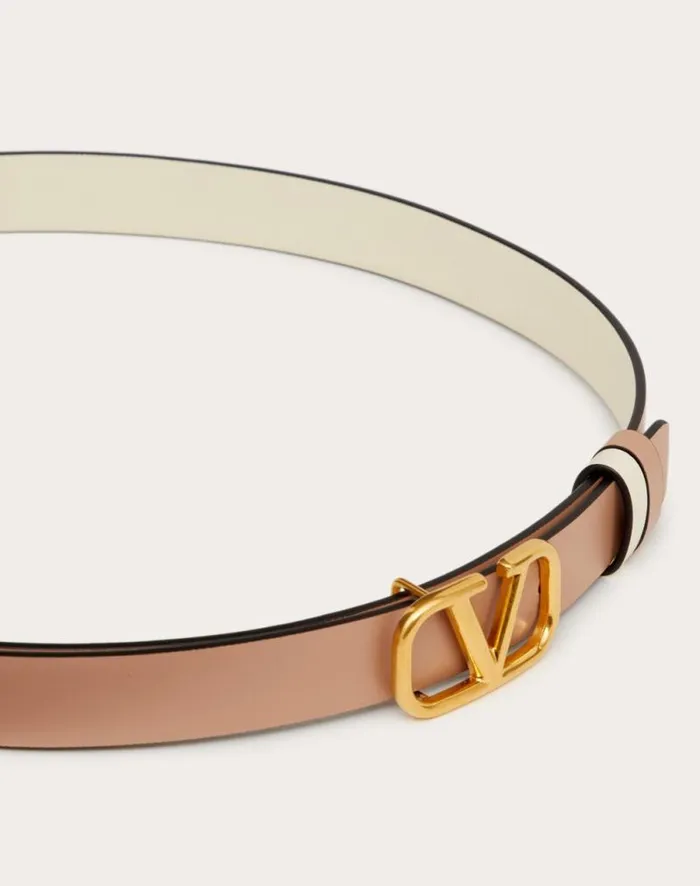 Valentino Belts Woman Reversible Vlogo Signature Belt In Glossy Calfskin 20 Mm For Woman In Rose Cannelle Rose Cannelle Valentino Belts Woman Reversible Vlogo Signature Belt In Glossy Calfskin 20 Mm For Woman In Rose Cannelle Rose Cannelle