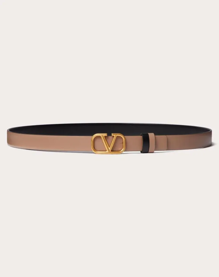 Valentino Belts Woman Reversible Vlogo Signature Belt In Glossy Calfskin 20 Mm For Woman In Rose Cannelle Rose Cannelle Valentino Belts Woman Reversible Vlogo Signature Belt In Glossy Calfskin 20 Mm For Woman In Rose Cannelle Rose Cannelle