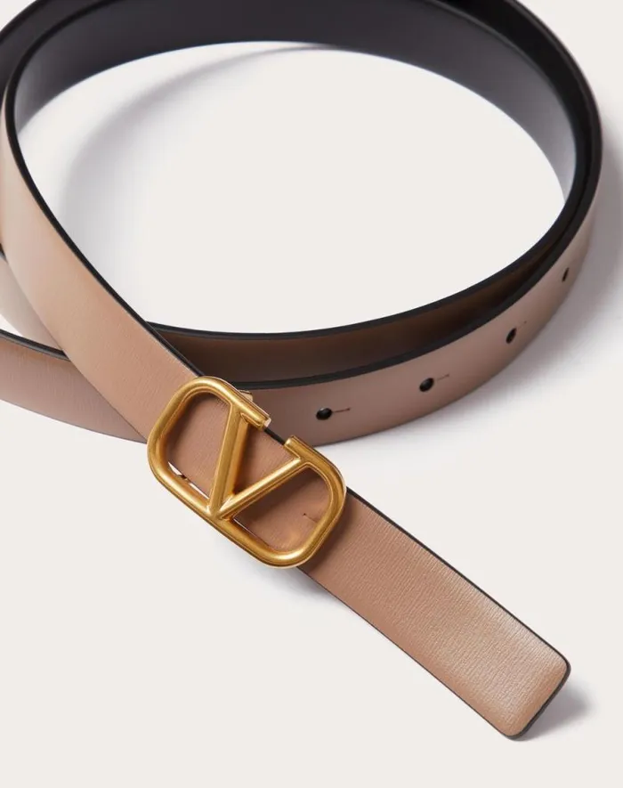 Valentino Belts Woman Reversible Vlogo Signature Belt In Glossy Calfskin 20 Mm For Woman In Rose Cannelle Rose Cannelle Valentino Belts Woman Reversible Vlogo Signature Belt In Glossy Calfskin 20 Mm For Woman In Rose Cannelle Rose Cannelle