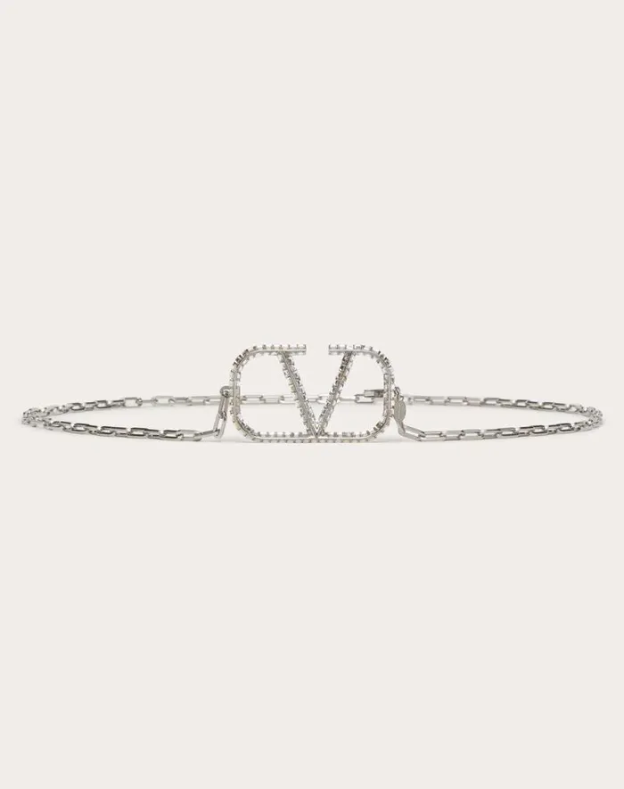 Valentino Belts Woman Vlogo Signature Chain Belt For Woman In Palladiumcrystal Palladiumcrystal Valentino Belts Woman Vlogo Signature Chain Belt For Woman In Palladiumcrystal Palladiumcrystal