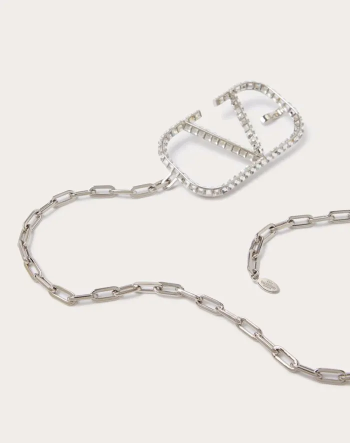 Valentino Belts Woman Vlogo Signature Chain Belt For Woman In Palladiumcrystal Palladiumcrystal Valentino Belts Woman Vlogo Signature Chain Belt For Woman In Palladiumcrystal Palladiumcrystal