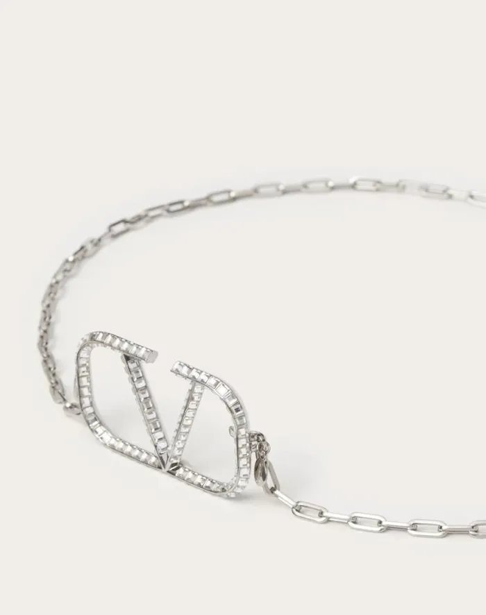 Valentino Belts Woman Vlogo Signature Chain Belt For Woman In Palladiumcrystal Palladiumcrystal Valentino Belts Woman Vlogo Signature Chain Belt For Woman In Palladiumcrystal Palladiumcrystal
