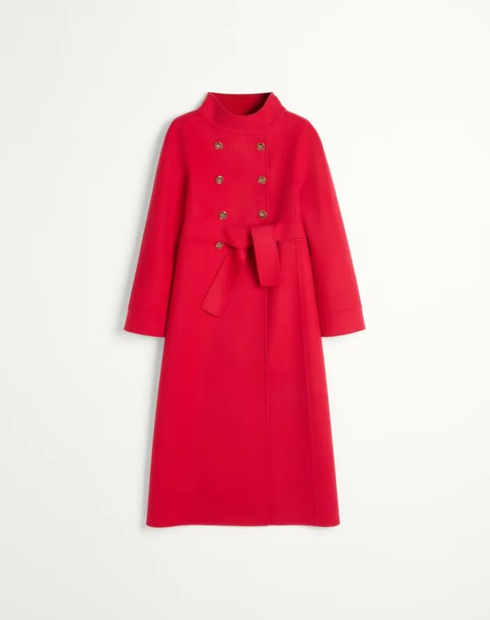 Valentino Coats And Outerwear Woman Compact Drap Coat For Woman In Red Red