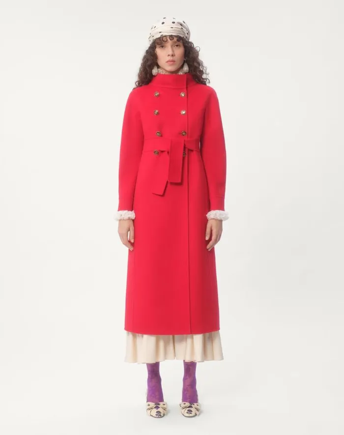 Valentino Coats And Outerwear Woman Compact Drap Coat For Woman In Red Red Valentino Coats And Outerwear Woman Compact Drap Coat For Woman In Red Red