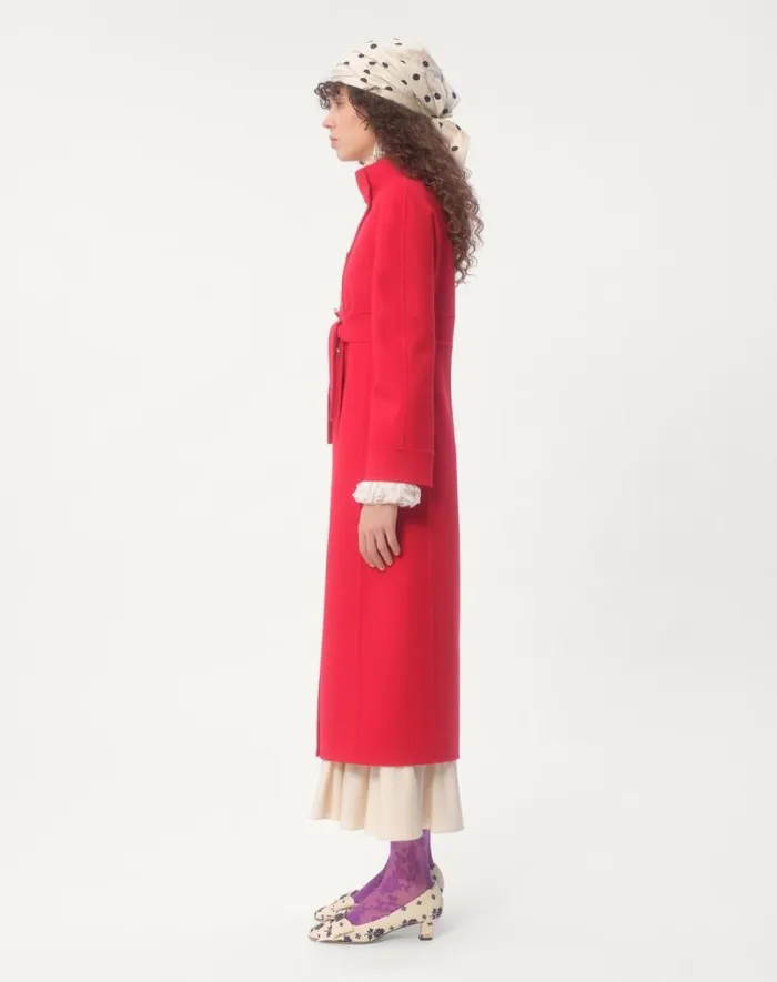 Valentino Coats And Outerwear Woman Compact Drap Coat For Woman In Red Red Valentino Coats And Outerwear Woman Compact Drap Coat For Woman In Red Red