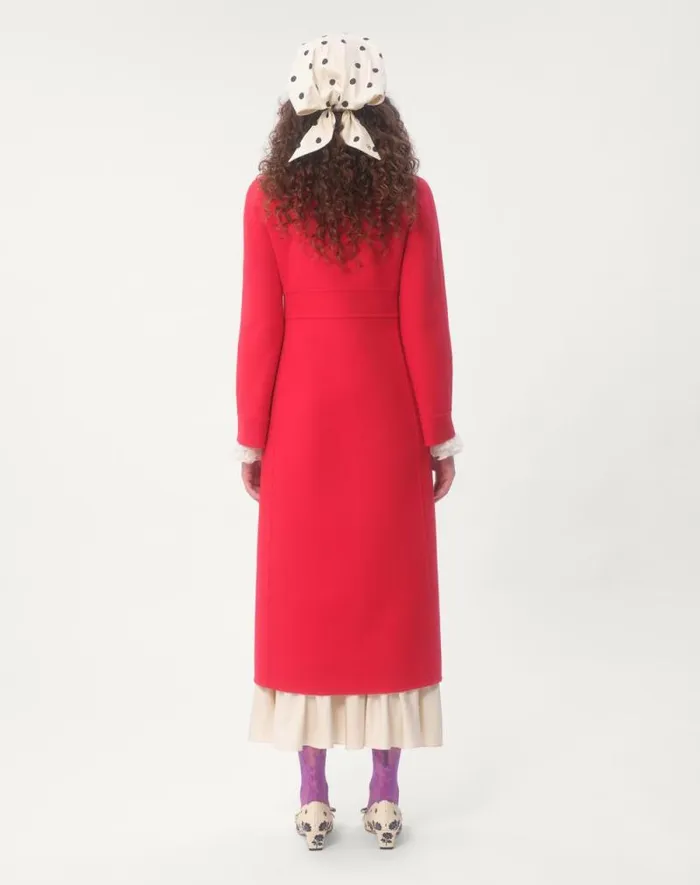 Valentino Coats And Outerwear Woman Compact Drap Coat For Woman In Red Red Valentino Coats And Outerwear Woman Compact Drap Coat For Woman In Red Red