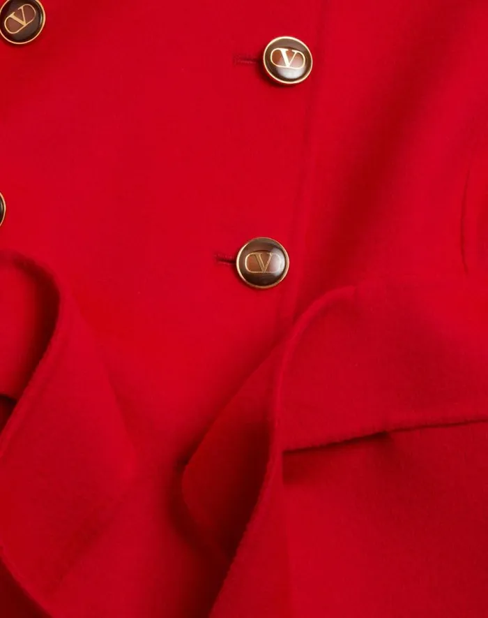 Valentino Coats And Outerwear Woman Compact Drap Coat For Woman In Red Red Valentino Coats And Outerwear Woman Compact Drap Coat For Woman In Red Red