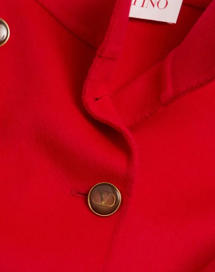 Valentino Coats And Outerwear Woman Compact Drap Coat For Woman In Red Red Valentino Coats And Outerwear Woman Compact Drap Coat For Woman In Red Red