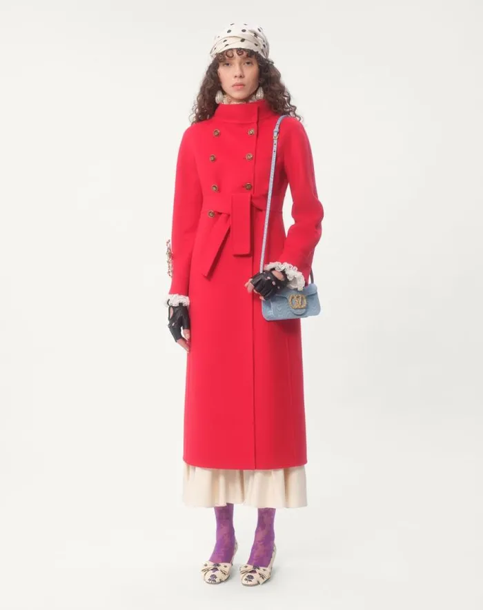 Valentino Coats And Outerwear Woman Compact Drap Coat For Woman In Red Red Valentino Coats And Outerwear Woman Compact Drap Coat For Woman In Red Red