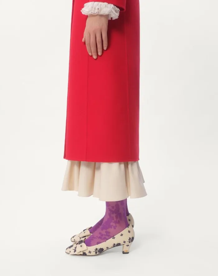 Valentino Coats And Outerwear Woman Compact Drap Coat For Woman In Red Red Valentino Coats And Outerwear Woman Compact Drap Coat For Woman In Red Red