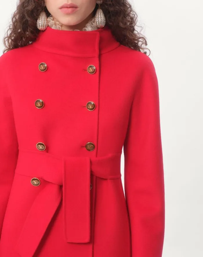 Valentino Coats And Outerwear Woman Compact Drap Coat For Woman In Red Red Valentino Coats And Outerwear Woman Compact Drap Coat For Woman In Red Red