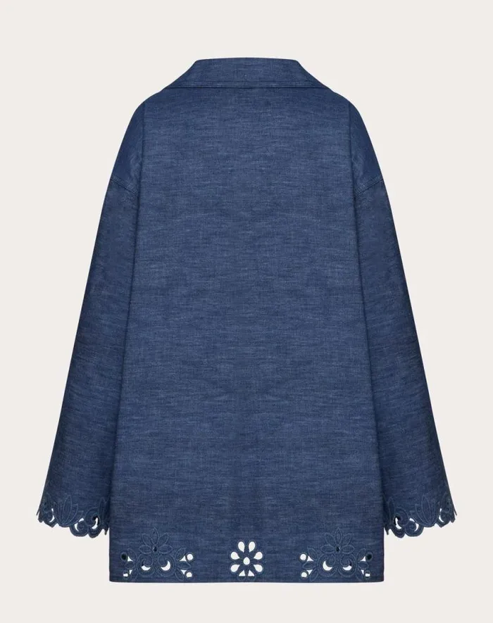 Valentino Denim Woman Chambray Denim Dress For Woman In Blue Blue Valentino Denim Woman Chambray Denim Dress For Woman In Blue Blue