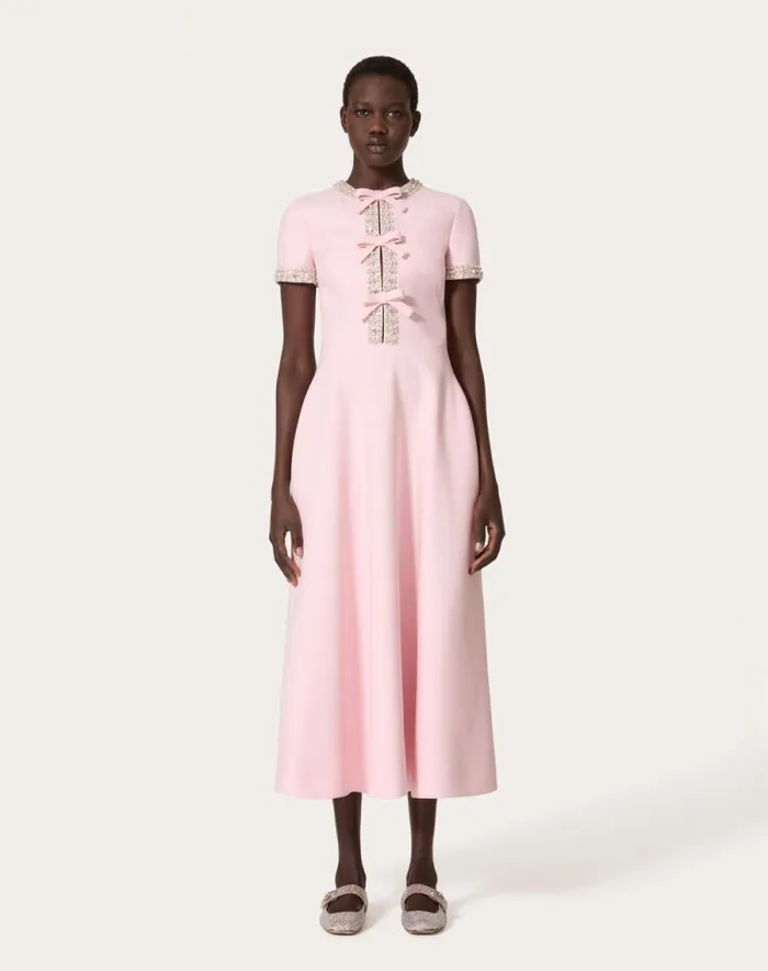 Valentino Dresses Woman Crepe Couture Embroidered Midi Dress For Woman In Comfit Comfit Valentino Dresses Woman Crepe Couture Embroidered Midi Dress For Woman In Comfit Comfit