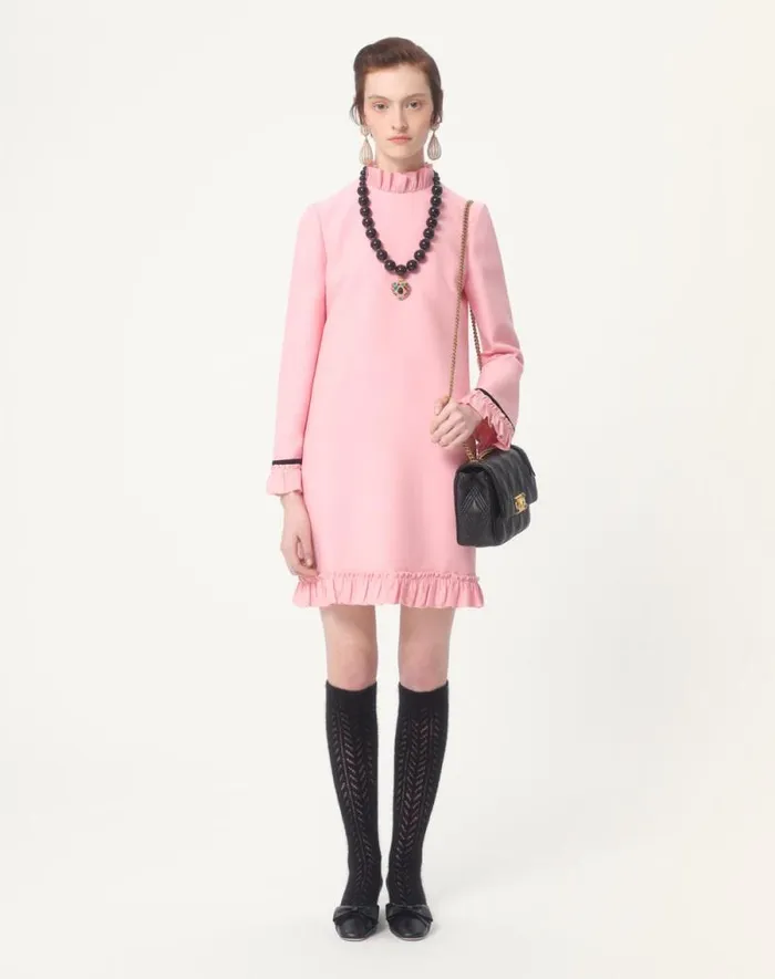 Valentino Dresses Woman Crepe Couture Short Dress For Woman In Pink Pink Valentino Dresses Woman Crepe Couture Short Dress For Woman In Pink Pink