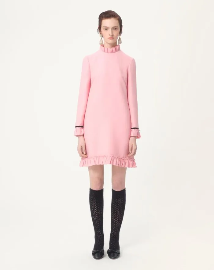 Valentino Dresses Woman Crepe Couture Short Dress For Woman In Pink Pink Valentino Dresses Woman Crepe Couture Short Dress For Woman In Pink Pink