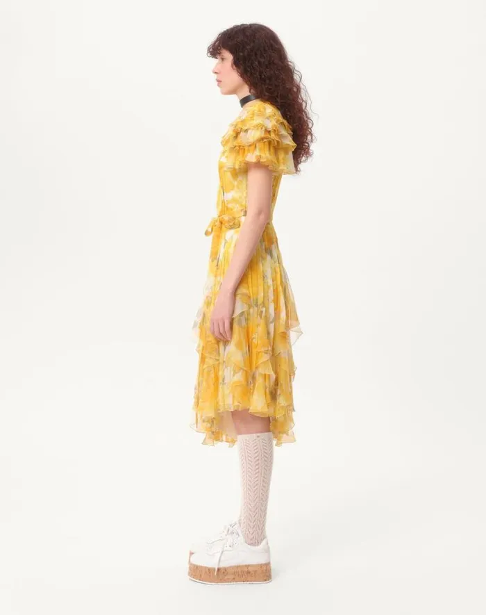 Valentino Dresses Woman Dress In Chiffon Rose Gialle Papier Floral For Woman In Yellow Multicolor Yellow Multicolor Valentino Dresses Woman Dress In Chiffon Rose Gialle Papier Floral For Woman In Yellow Multicolor Yellow Multicolor