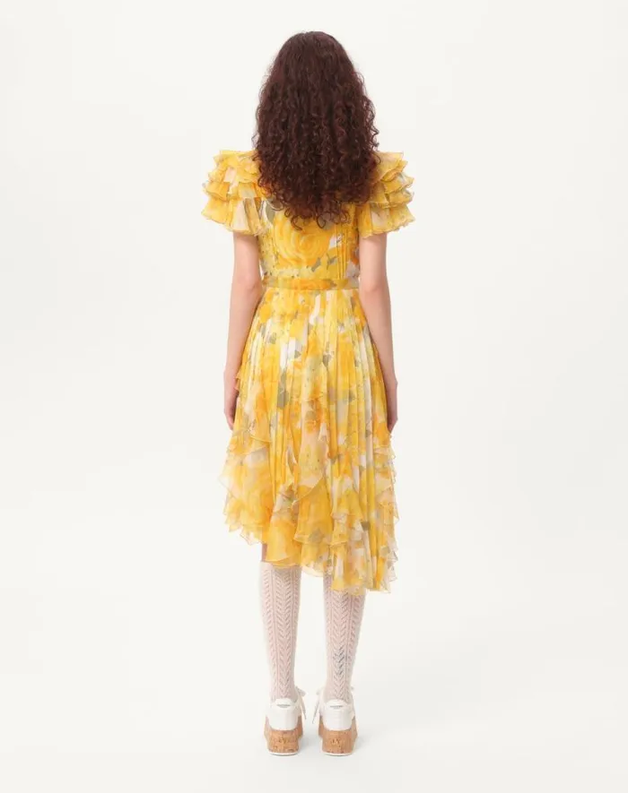 Valentino Dresses Woman Dress In Chiffon Rose Gialle Papier Floral For Woman In Yellow Multicolor Yellow Multicolor Valentino Dresses Woman Dress In Chiffon Rose Gialle Papier Floral For Woman In Yellow Multicolor Yellow Multicolor