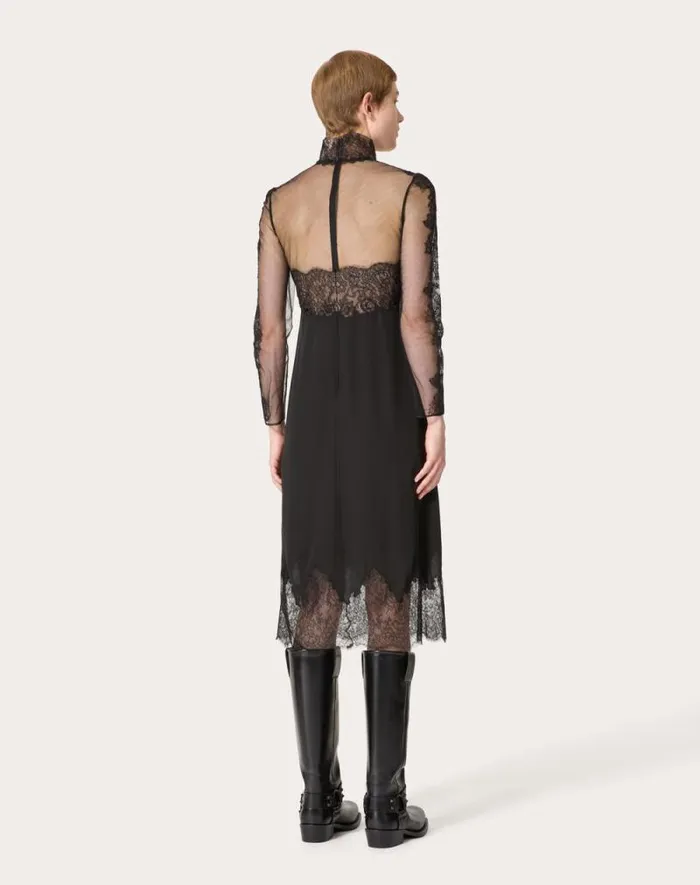 Valentino Dresses Woman Georgette Midi Dress For Woman In Black Black